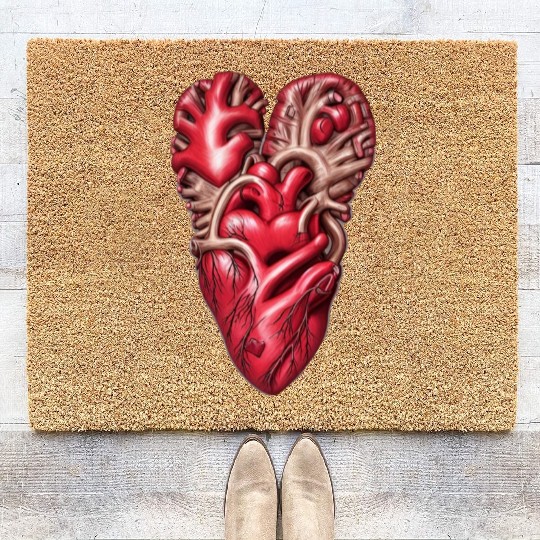 real realistic human heart Coir Doormats