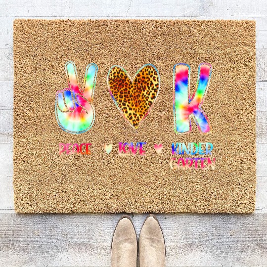 Peace Love Kindergarten Squad Back to School Coir Doormats