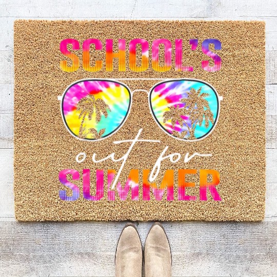 Last Day Of School Schools Out For Summer Teacher Coir Doormats
