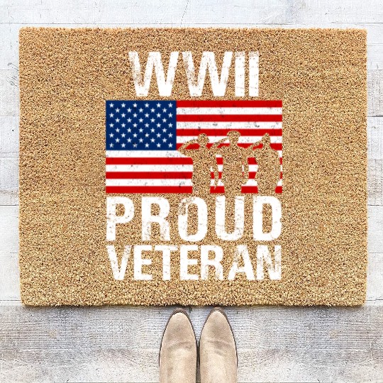 52376 Proud Wwii World War Ii Veteran For Military Coir Doormats
