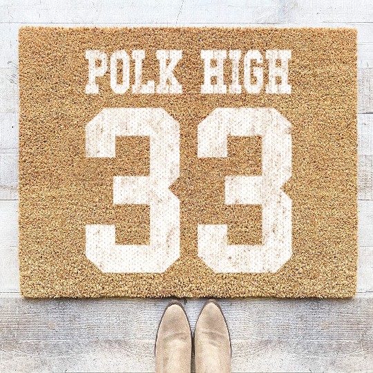 Polk High School Football Jersey 33 Aged Look Coir Doormats