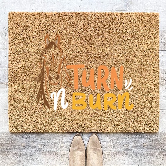 Equestrian Fun Barrel Racing Turn N Burn Coir Doormats
