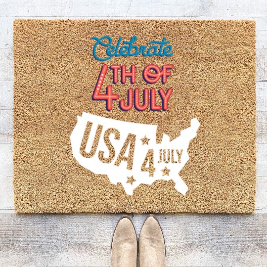 Happy 4th Of July Patriotic American US Flag 4th Coir Doormats