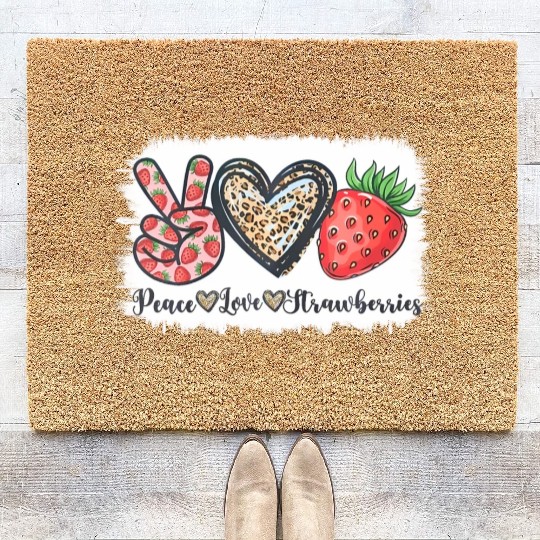 Peace Love Strawberry Farmer Strawberries Lover Be Coir Doormats