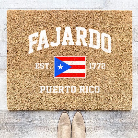 Fajardo Puerto Rico Boricua Flag Athletic Style Coir Doormats