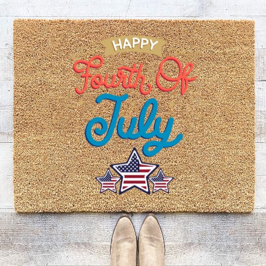 Happy Fourth of July Julie 4th Independence Day Fu Coir Doormats