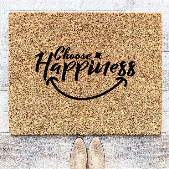 Choose Happiness Positive Affirmation Typography Coir Doormats