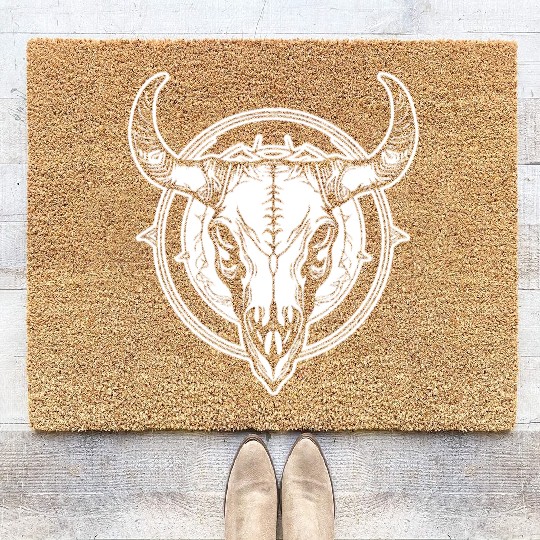 Cow Skull Boho Coir Doormats
