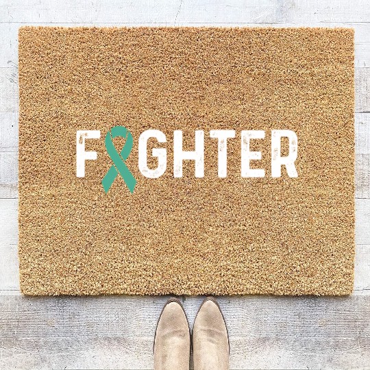 Ovarian Cancer Awareness Products Teal Ribbon Coir Doormats