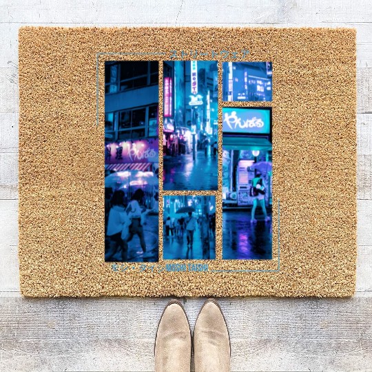 Japanese Cyberpunk Tokyo Streetwear Aesthetic Coir Doormats