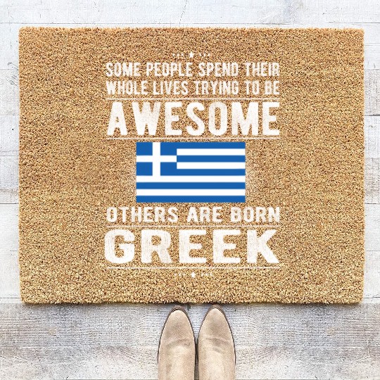 Awesome Greek Flag Greece Greek Roots Coir Doormats