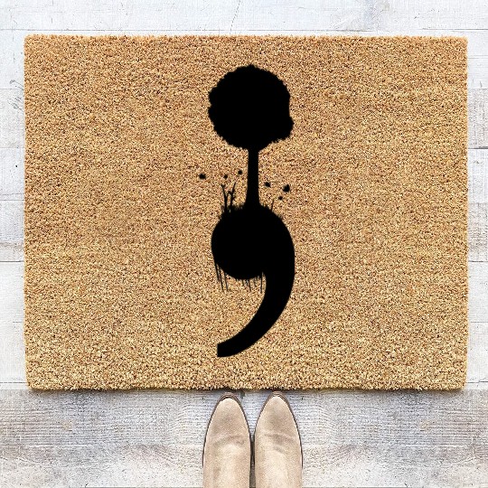 Semicolon Tree Suicide Depression Prevention Coir Doormats