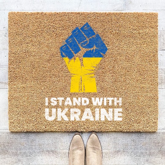 Ukrainian Flag I Stand With Ukraine Flag Coir Doormats