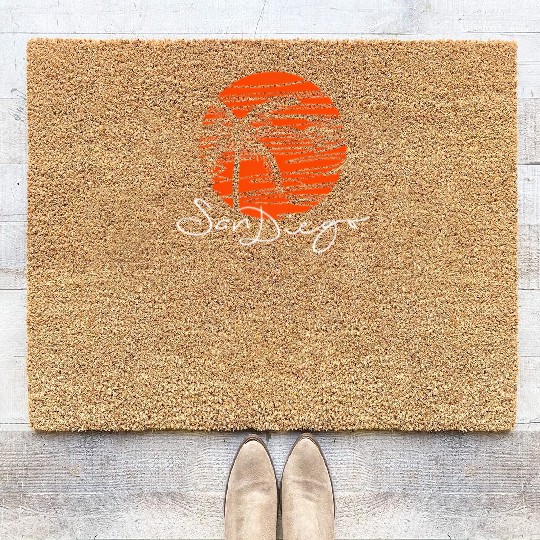 Creative San Diego Travel Vacation- Sunset - Palm Coir Doormats