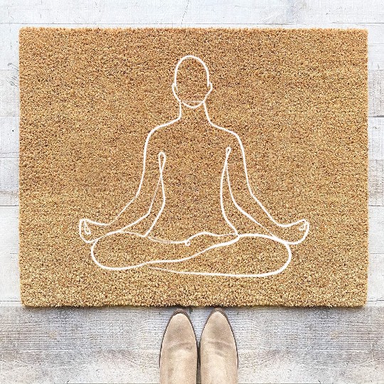 Yoga Teacher Namaste One Line Meditation Buddhism Coir Doormats