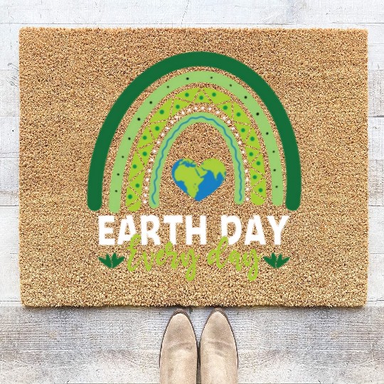 Earth Day Teacher Earth Day Everyday Rainbow Coir Doormats