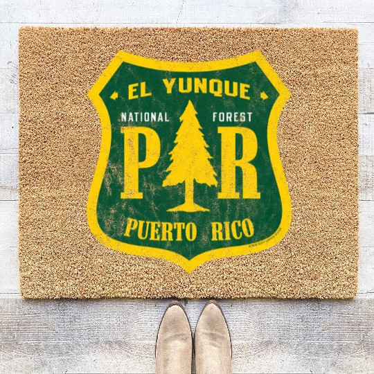 El Yunque National Forest Puerto Rico Shield Look Coir Doormats