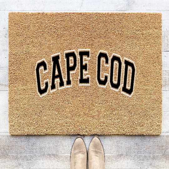 Cape Cod Massachusetts Varsity Style Black Text Coir Doormats