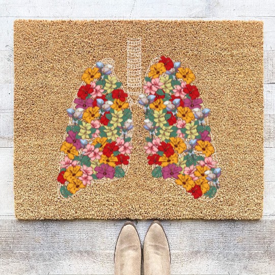Anatomical Lungs Flowers Medical Science Anatomy Coir Doormats