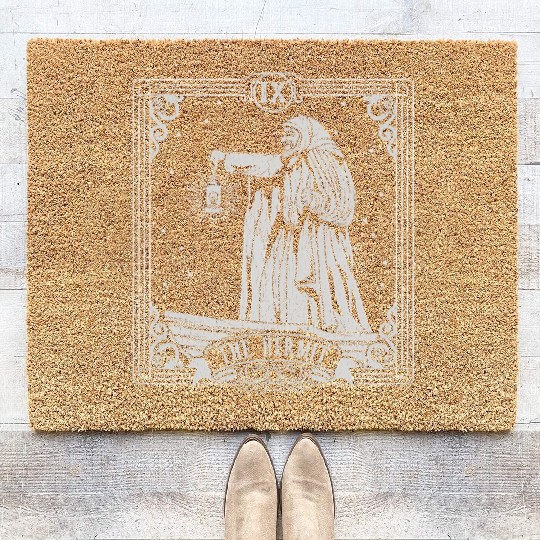 The Hermit Tarot Card Halloween Occult Coir Doormats