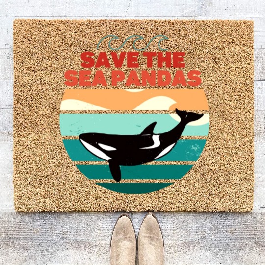 Rescue Killer Whale Orcas Save The Sea Pandas Coir Doormats