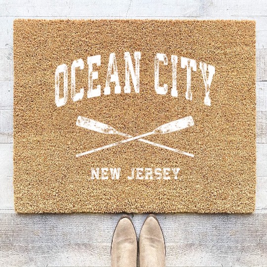 Ocean City New Jersey Nautical Crossed Oars Coir Doormats