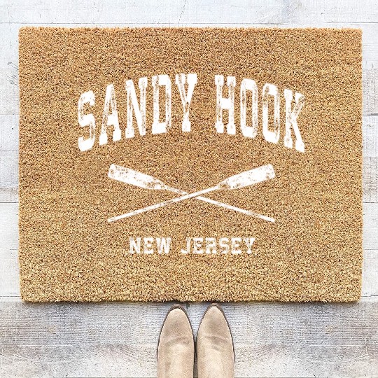 Sandy Hook New Jersey Nautical Crossed Oars Coir Doormats