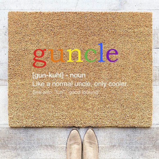 Guncle In Rainbow Flag Colors For Gay Uncle Coir Doormats