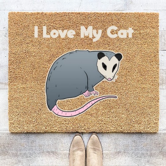 I Love My Cat Opossum Coir Doormats
