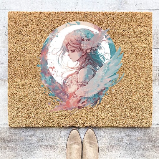 Watercolor Anime Fairy Cute Fairycore Pastel Goth Coir Doormats