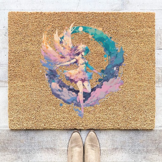 Watercolor Fairy Painting Fairycore Pastel Goth Bu Coir Doormats