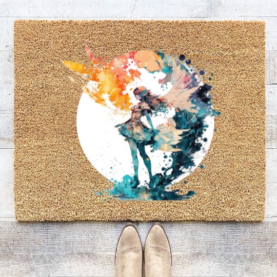 Watercolor Fairy Art Fairycore Grunge Pastel Goth Coir Doormats