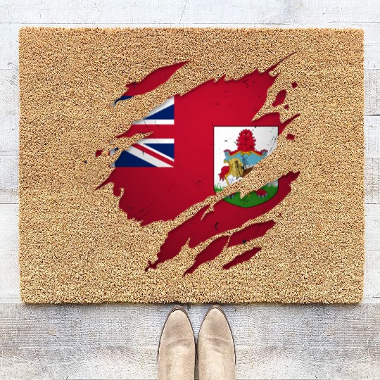 Proud Bermudians Torn Ripped Bermuda Flag Coir Doormats