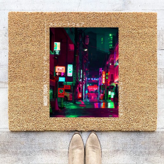 Japanese Cyberpunk Tokyo Streetwear Aesthetic Coir Doormats