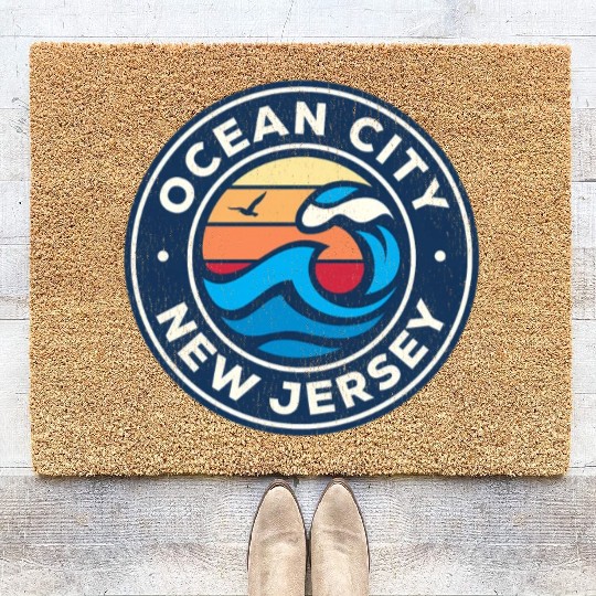 Ocean City New Jersey Nj Nautical Waves Coir Doormats