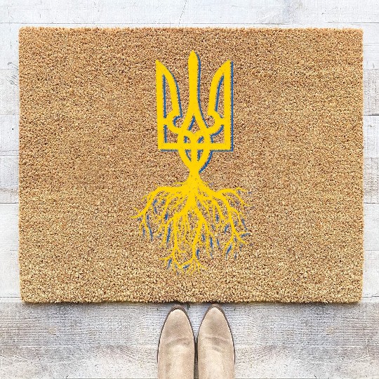 Ukraine Symbol Roo I Stand With Ukraine Free Coir Doormats