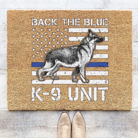 German Shepherd Back The Blue K-9 Unit Police Dogs Coir Doormats