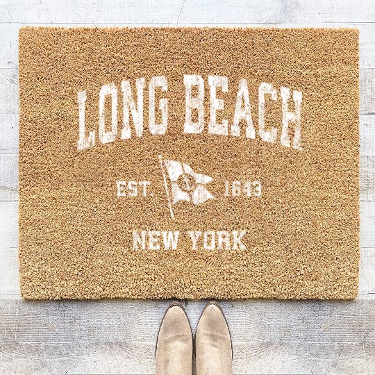 Long Beach Ny Nautical Boat Anchor Flag Sports Coir Doormats