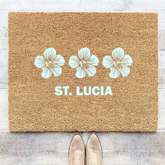 St Lucia Tropical Hibiscus Flower Coir Doormats