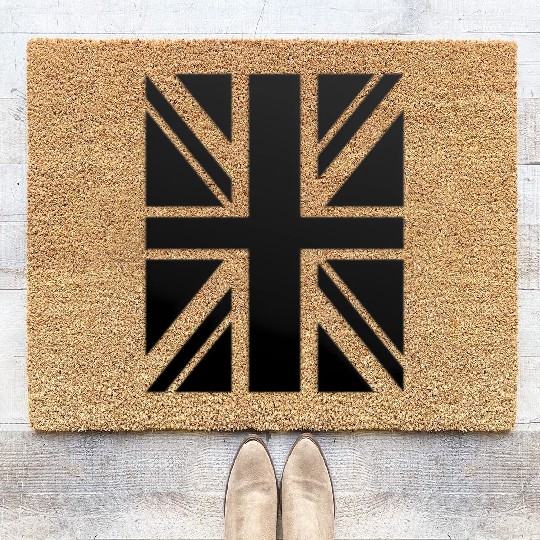 Black Union Jack - Uk Flag - Great Britain Coir Doormats