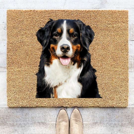 Portrait Of Bernese Mountain Dog Coir Doormats