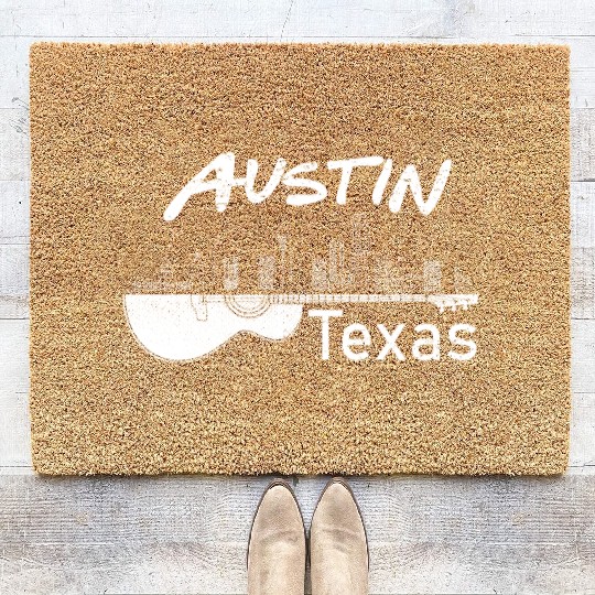 Austin Texas Souvenir Guitar Music Lover Gift Men Coir Doormats