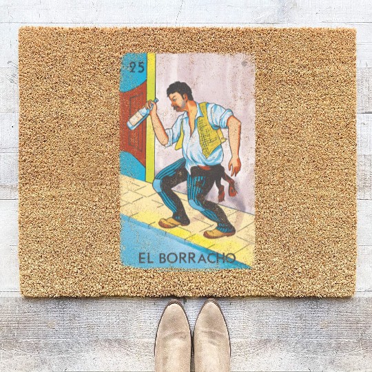 Loteria El Borracho Colorful Tarot Card Coir Doormats