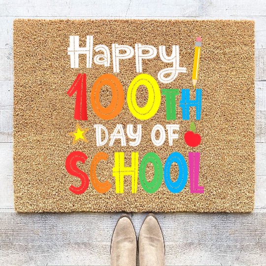 100Th Day Of School Teachers Child Happy 100 Days Coir Doormats