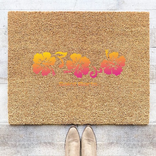 Saint Barts Hibiscus Souvenir Vacation Coir Doormats
