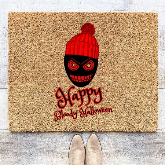 happy bloody Halloween sarcastic fun horror Coir Doormats