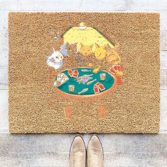 Vintage Cat Gambler Feline Card Game Gambling Cat Coir Doormats