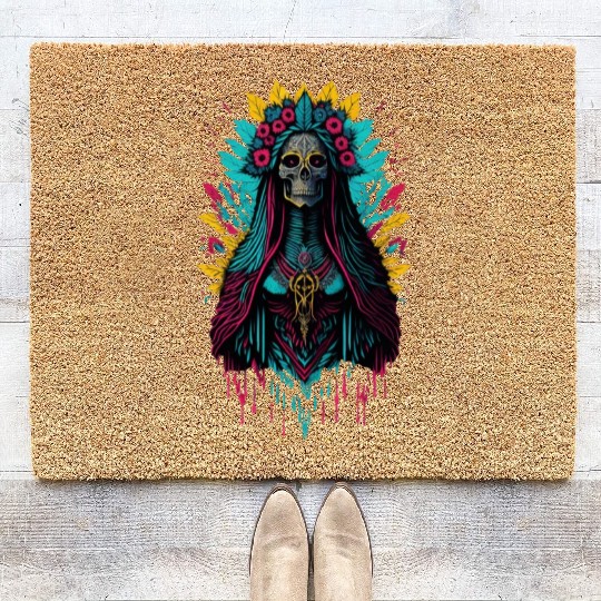 Santa Muerte de Guadalupe Coir Doormats