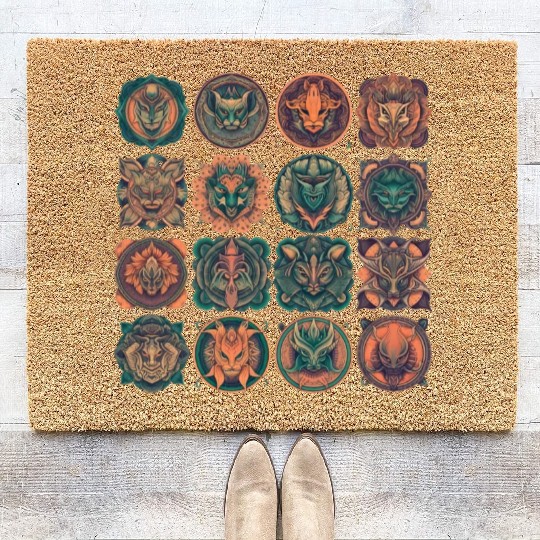 Celestial Creatures Emblems Coir Doormats