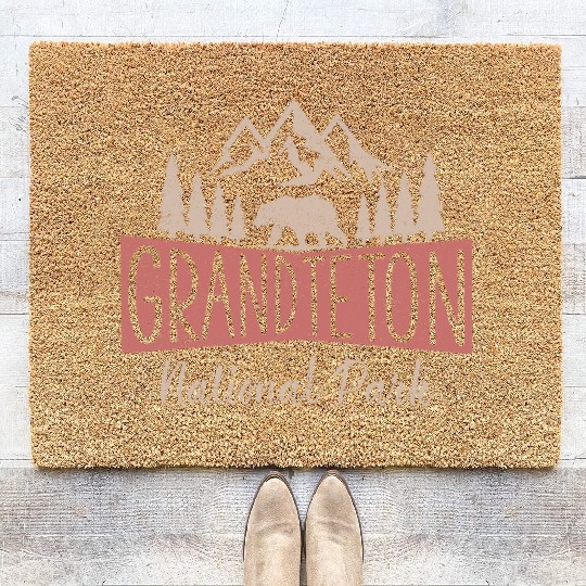 Vintage Grand Teton National Park Us Mountains Coir Doormats